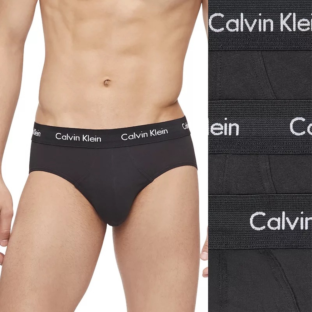 Calvin Klein Black 3-PK Cotton Stretch Low-Rise Hip Briefs XXL NWT
